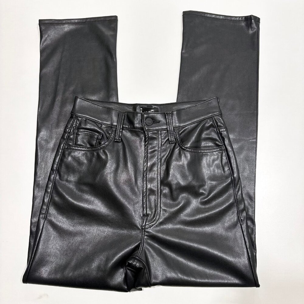 Mother High Waisted Rider Ankle Faux Leather Pants Size 26 Black